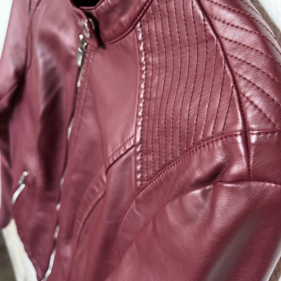Burgundy Vegan Leather Jacket - Size M - Never worn - Picture 2 of 9